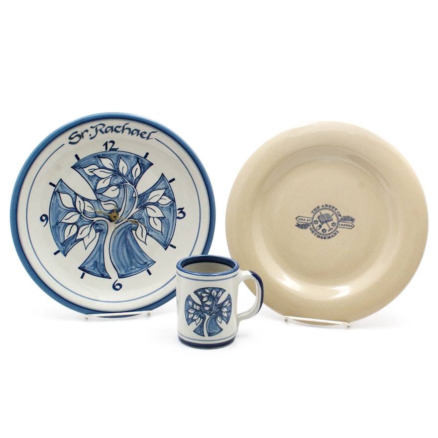 Clock, Dinner Plate, and Mug from the Abbey of Gethsemani