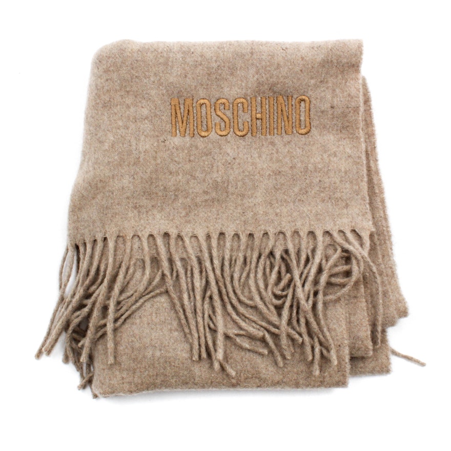 Moschino Merino Wool Embroidered Scarf