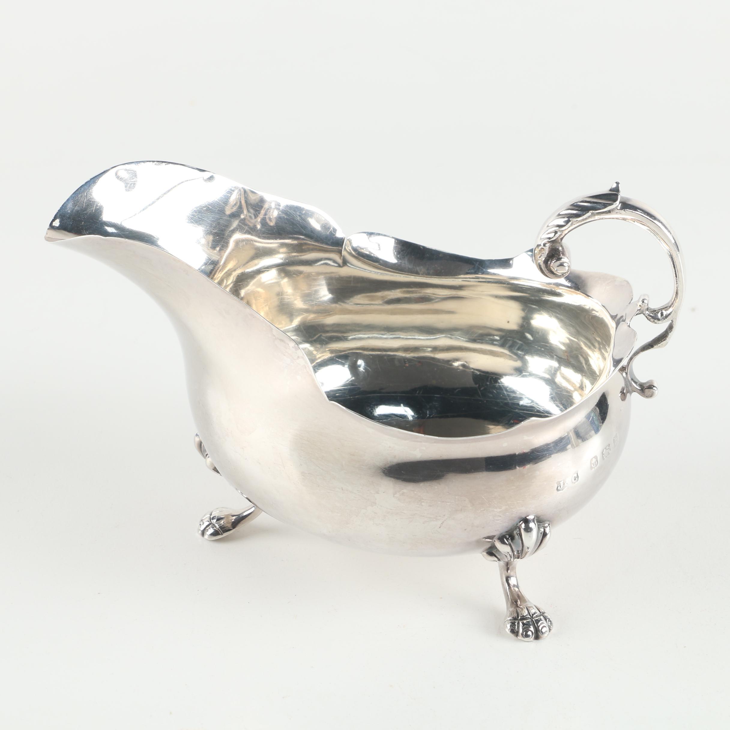 Antique J. Tostrup Norwegian Sterling Silver Paw-Footed Gravy Boat