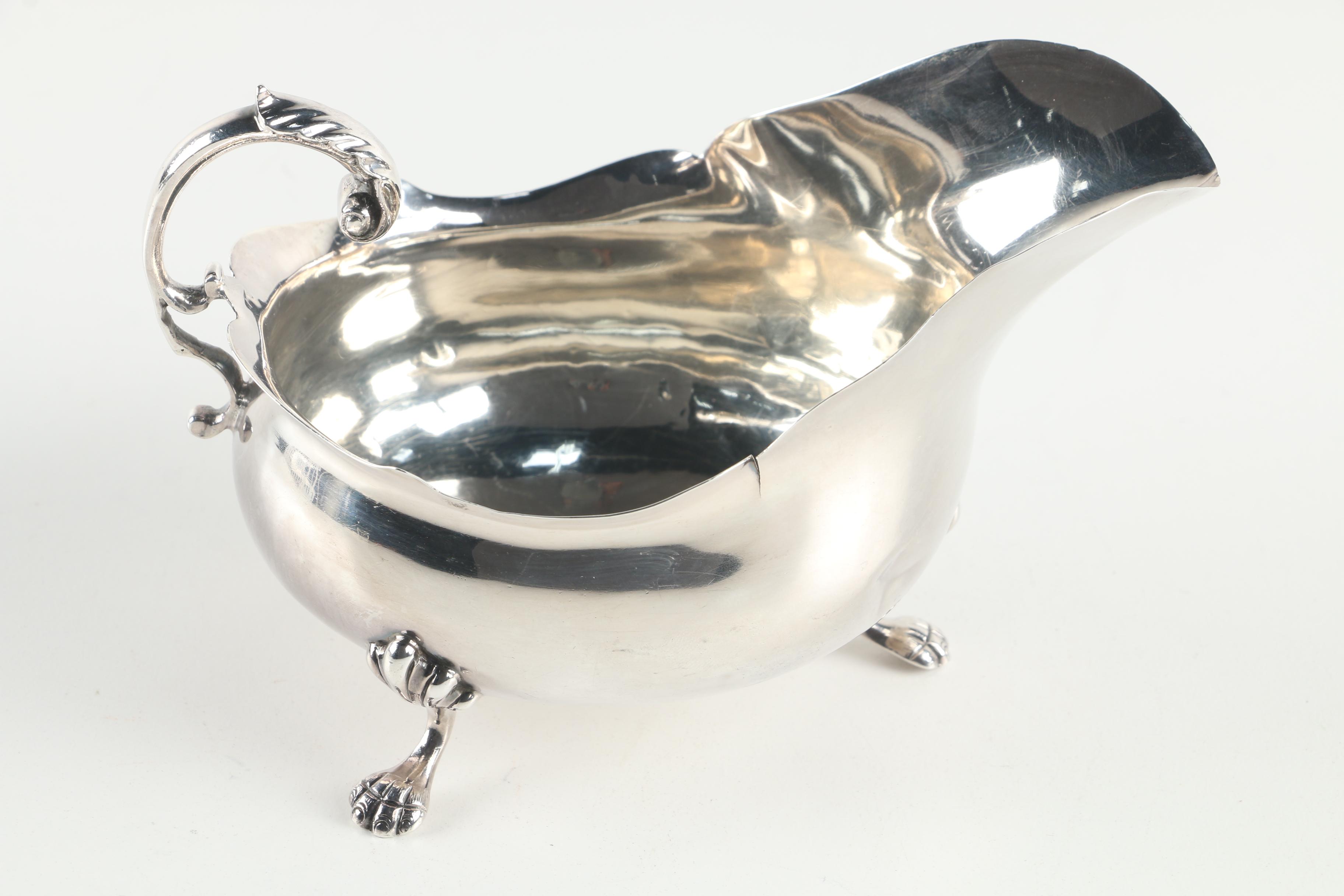 Antique J. Tostrup Norwegian Sterling Silver Paw-Footed Gravy Boat