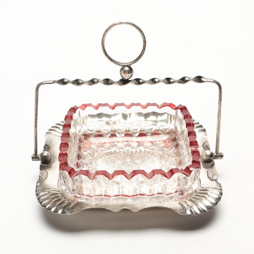 Silver Plate and Glass Candy Dish