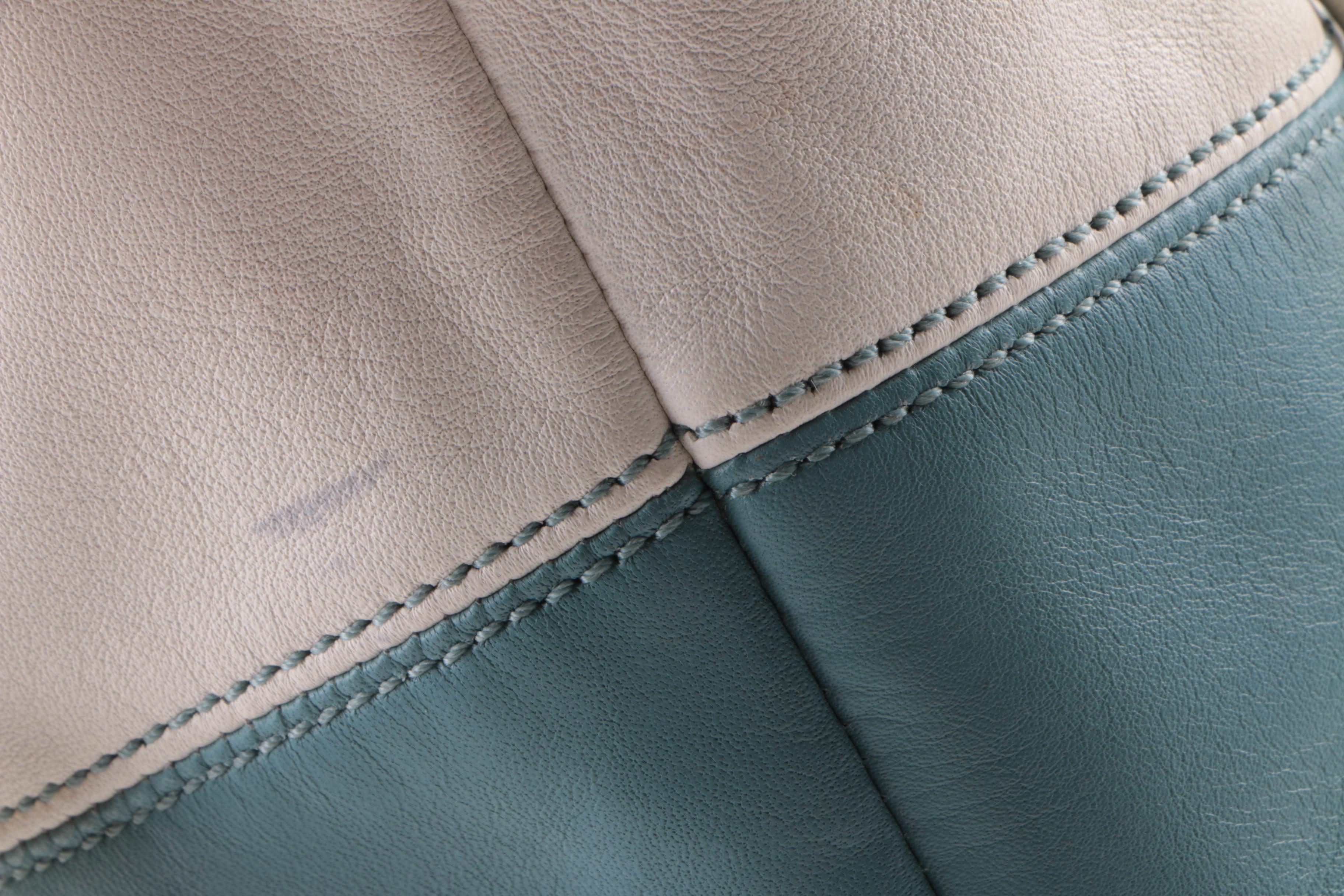 2008 Coach Rugby Off-White and Light Blue Leather Bucket Bag