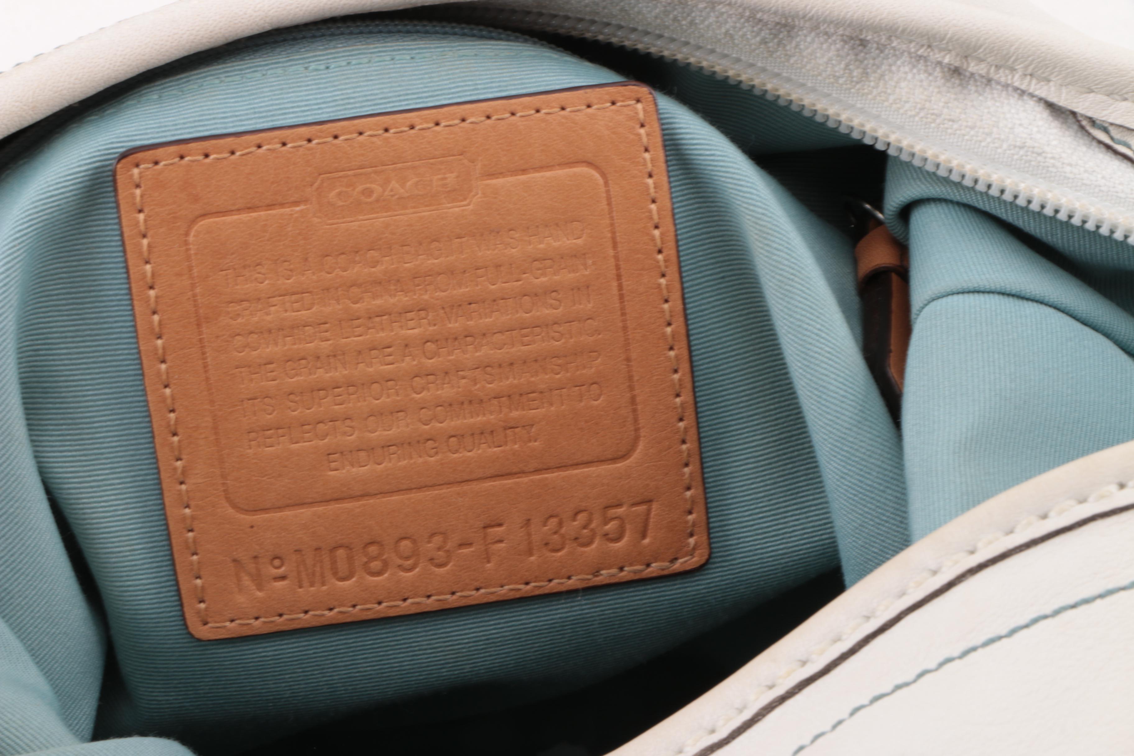 2008 Coach Rugby Off-White and Light Blue Leather Bucket Bag