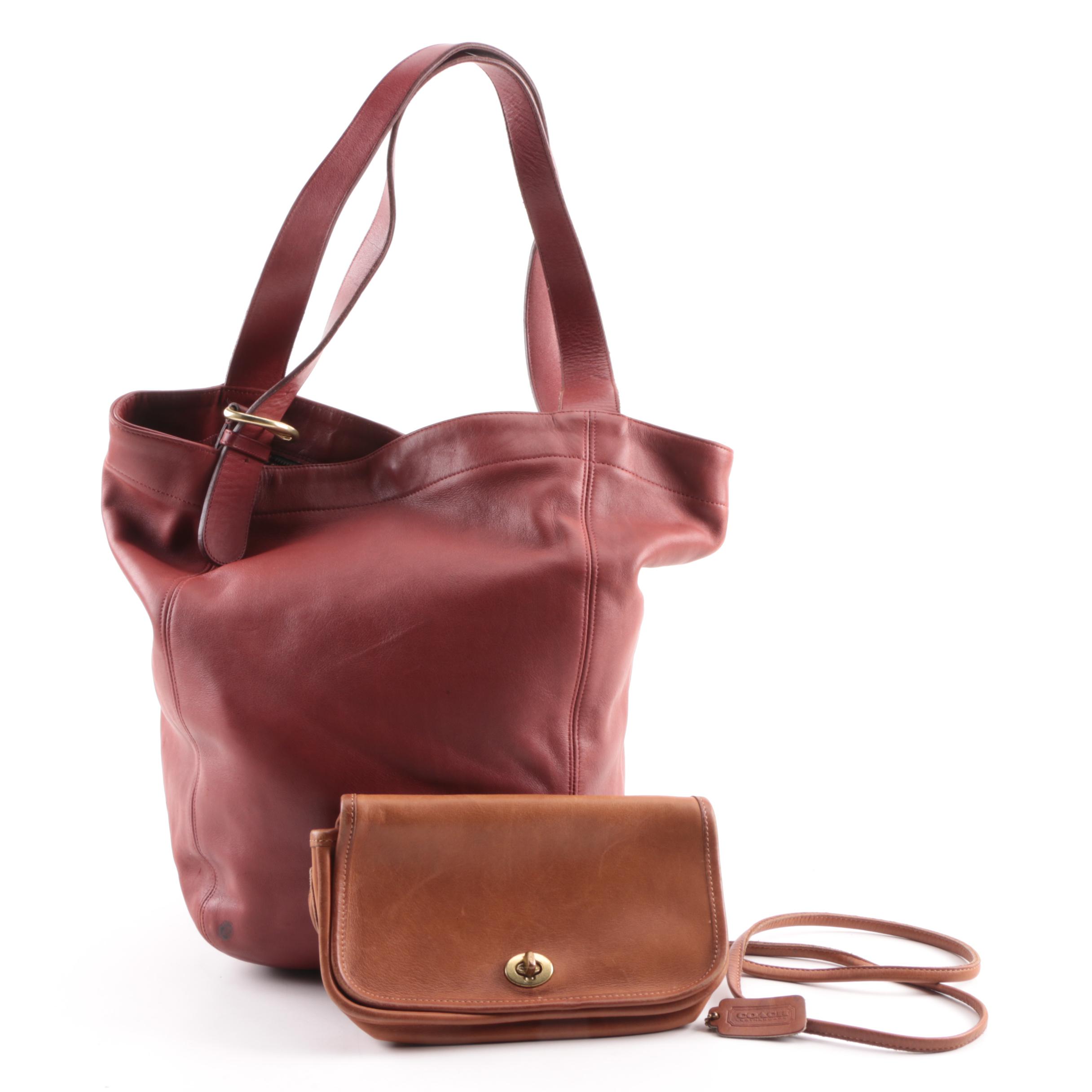 Circa 1985 Vintage Coach Leather Tote and Crossbody
