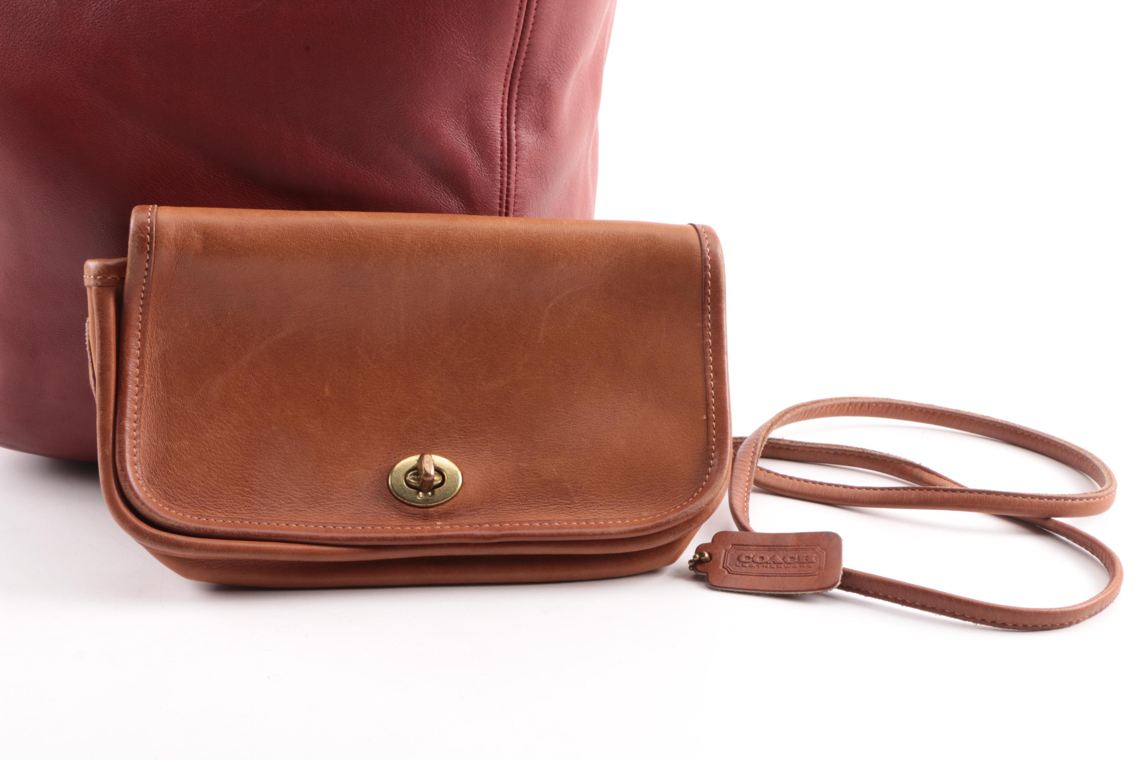 Circa 1985 Vintage Coach Leather Tote and Crossbody