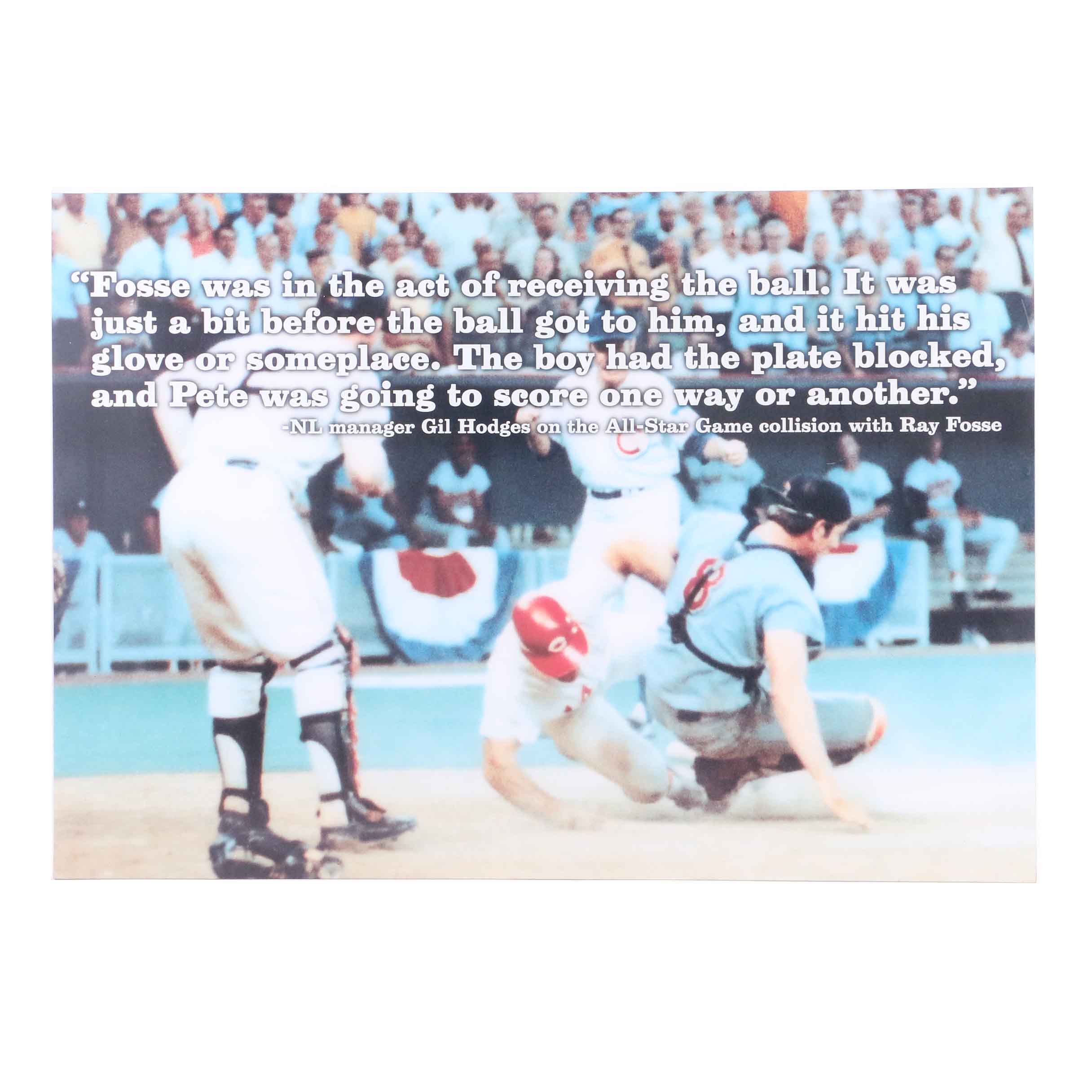 Reds Hall of Fame Rose and Fosse 1970 All-Star Game Exhibit Sign COA