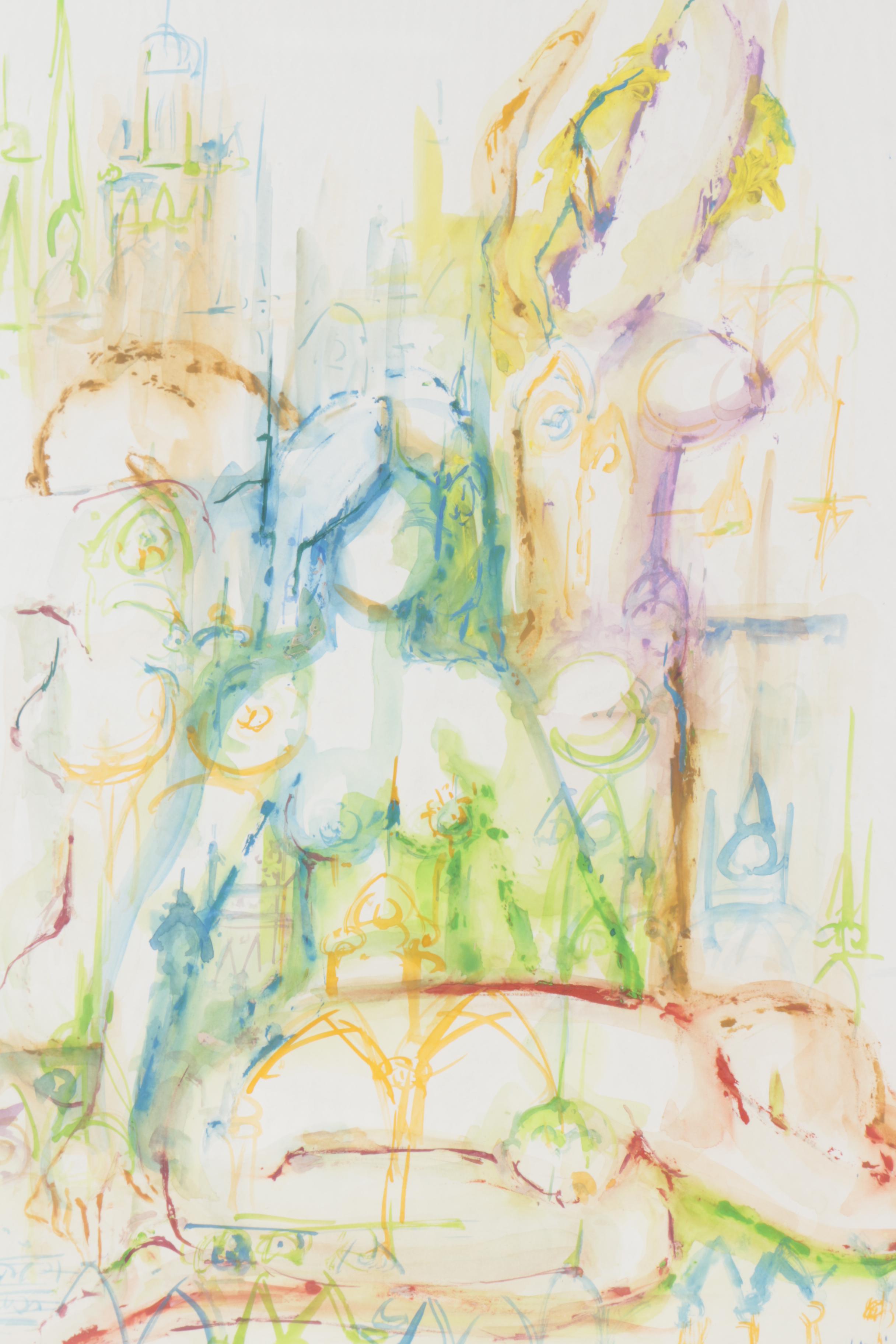 Hiri Gouache Painting of Nude Figures