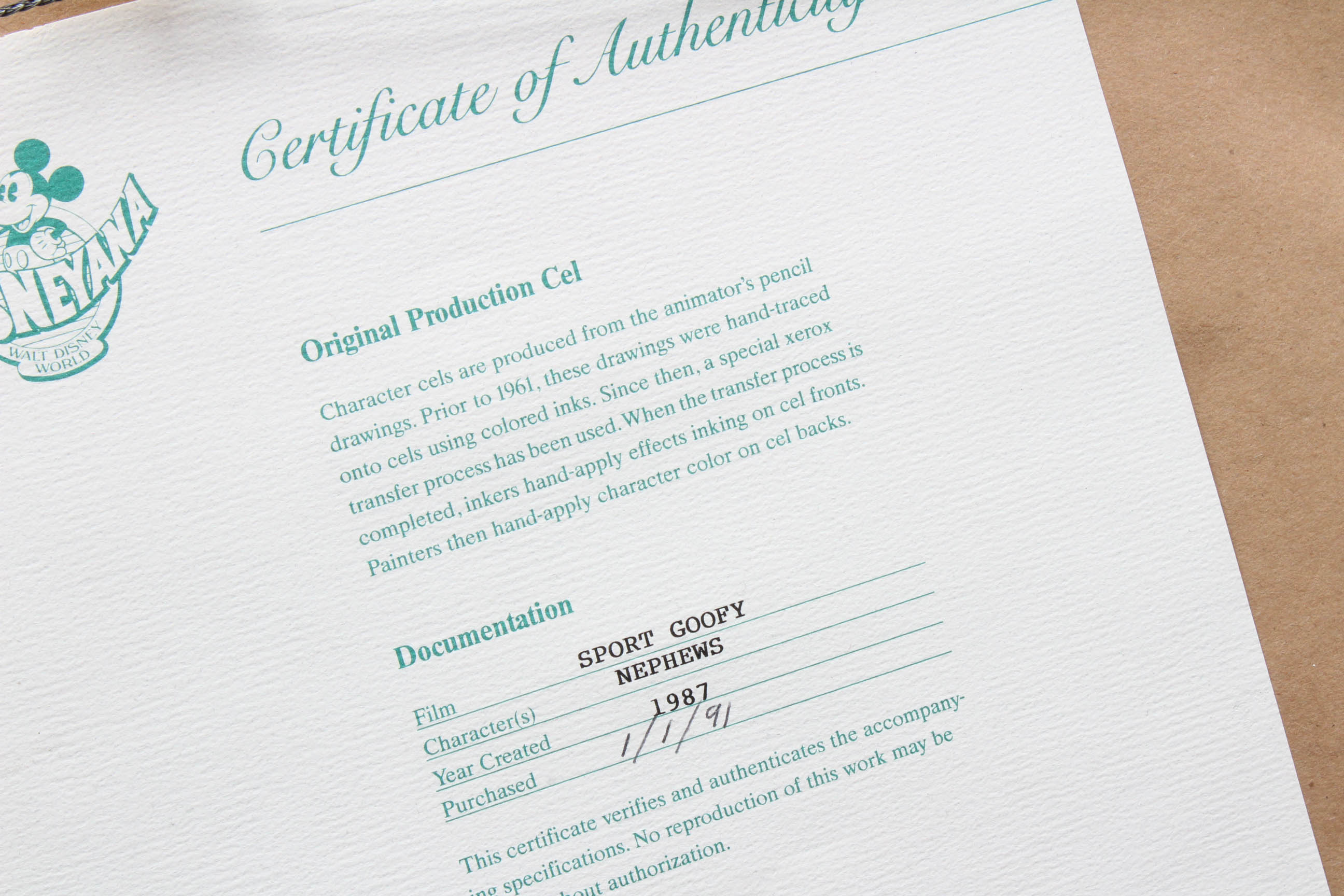 Walt Disney Company 1987 Limited Edition Sericel "Nephews"