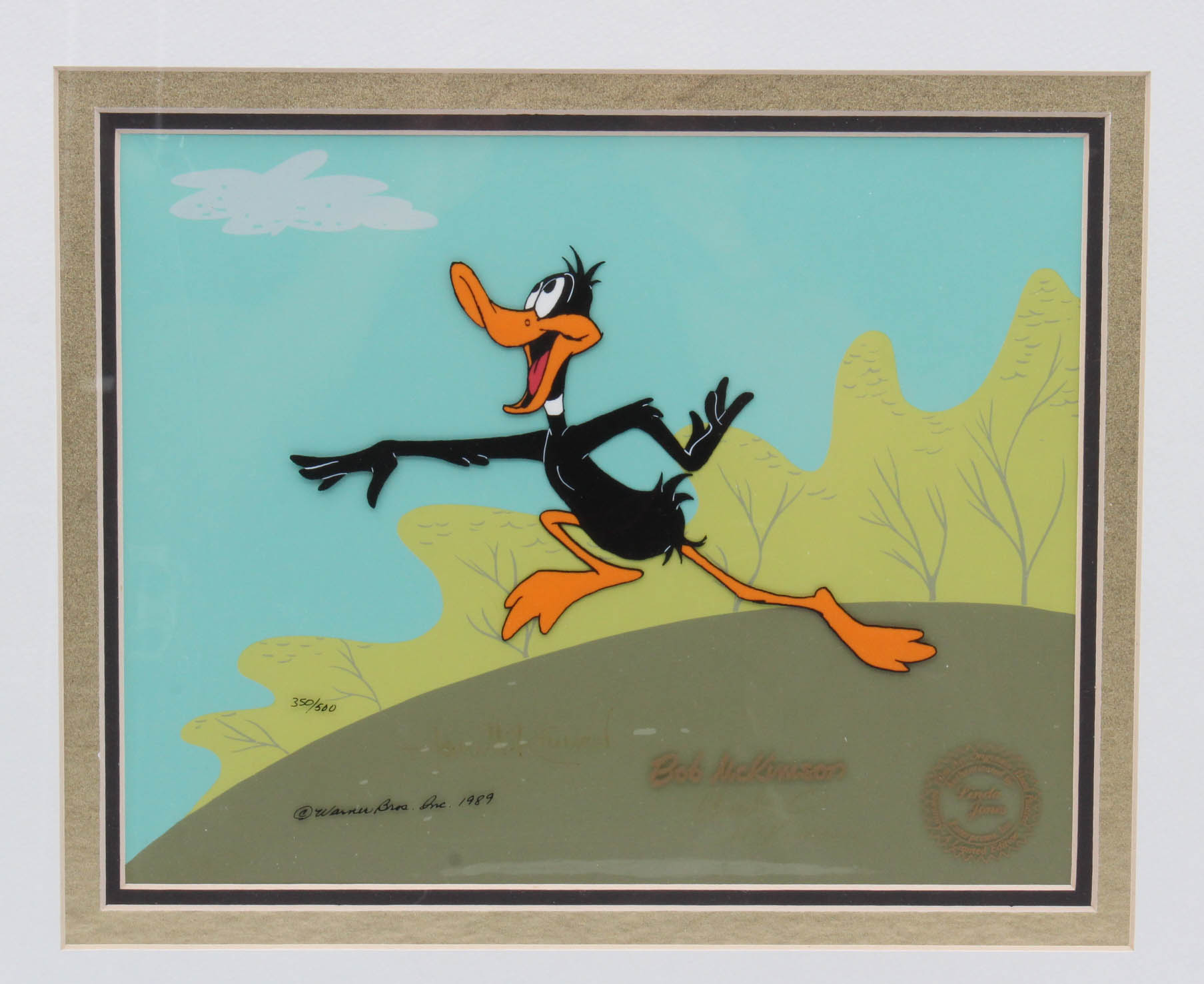 Bob and Tom McKimson Signed 1989 Limited Edition Animation Cel "Classic Daffy"