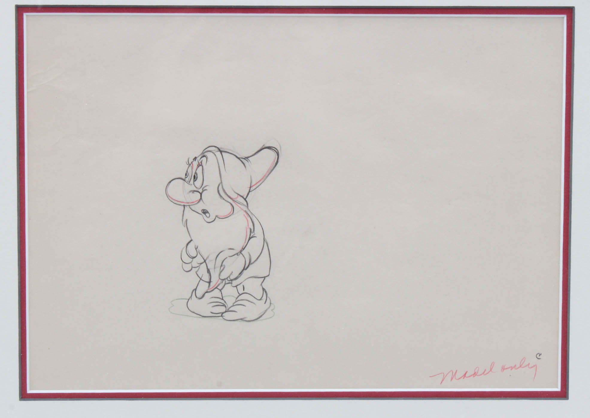 Walt Disney Studios 1937 Animation Model Drawing "Bashful"