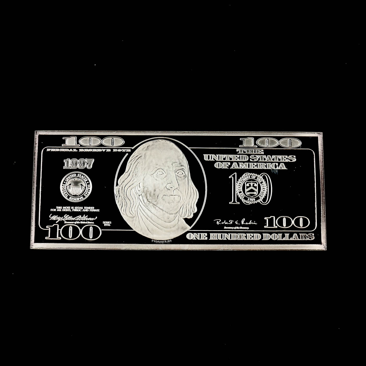 1997 $100 Franklin Quarter-Pound Silver Proof from the Washington Mint