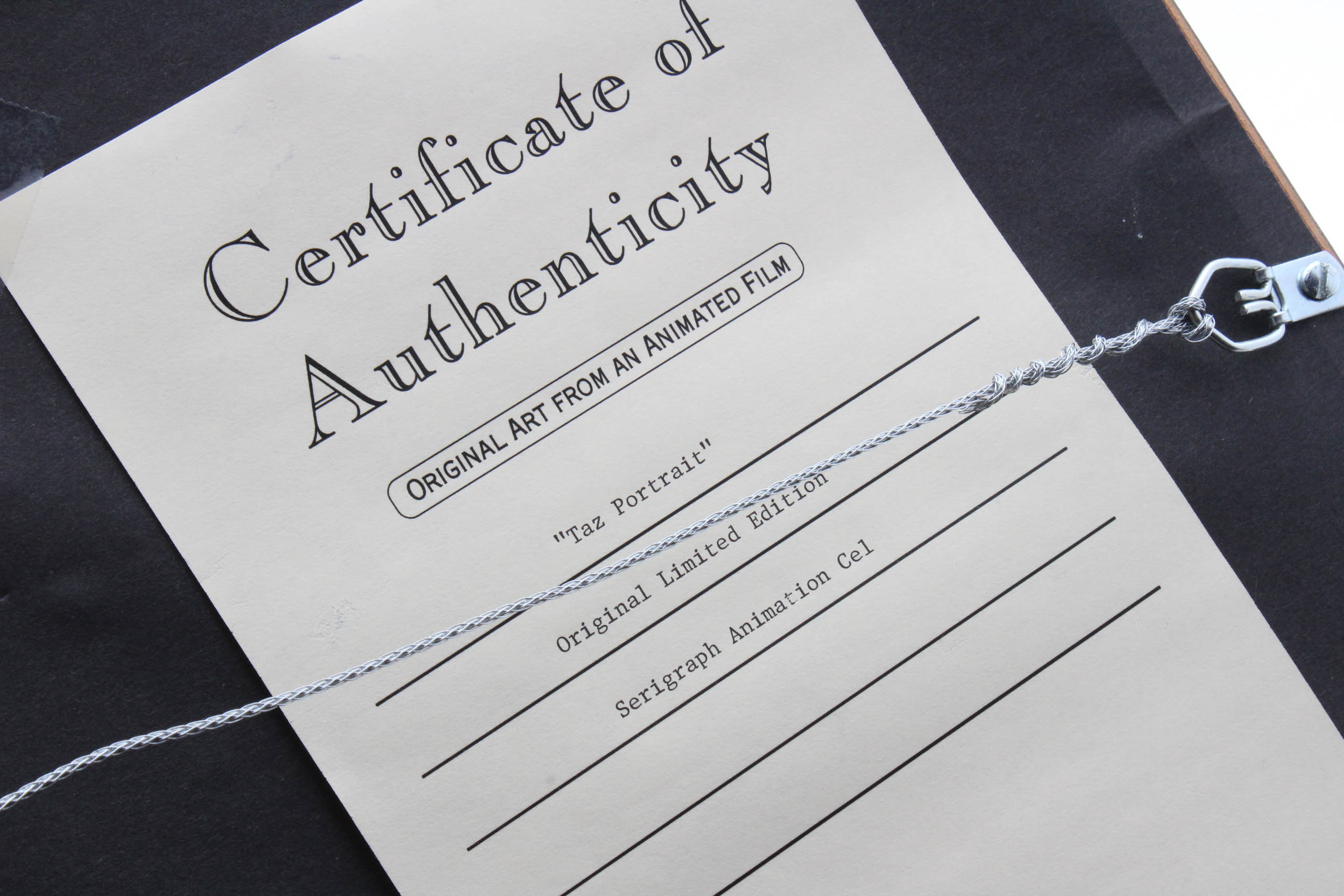 Warner Bros. 1992 Limited Edition Animation Cel "Taz Portrait"