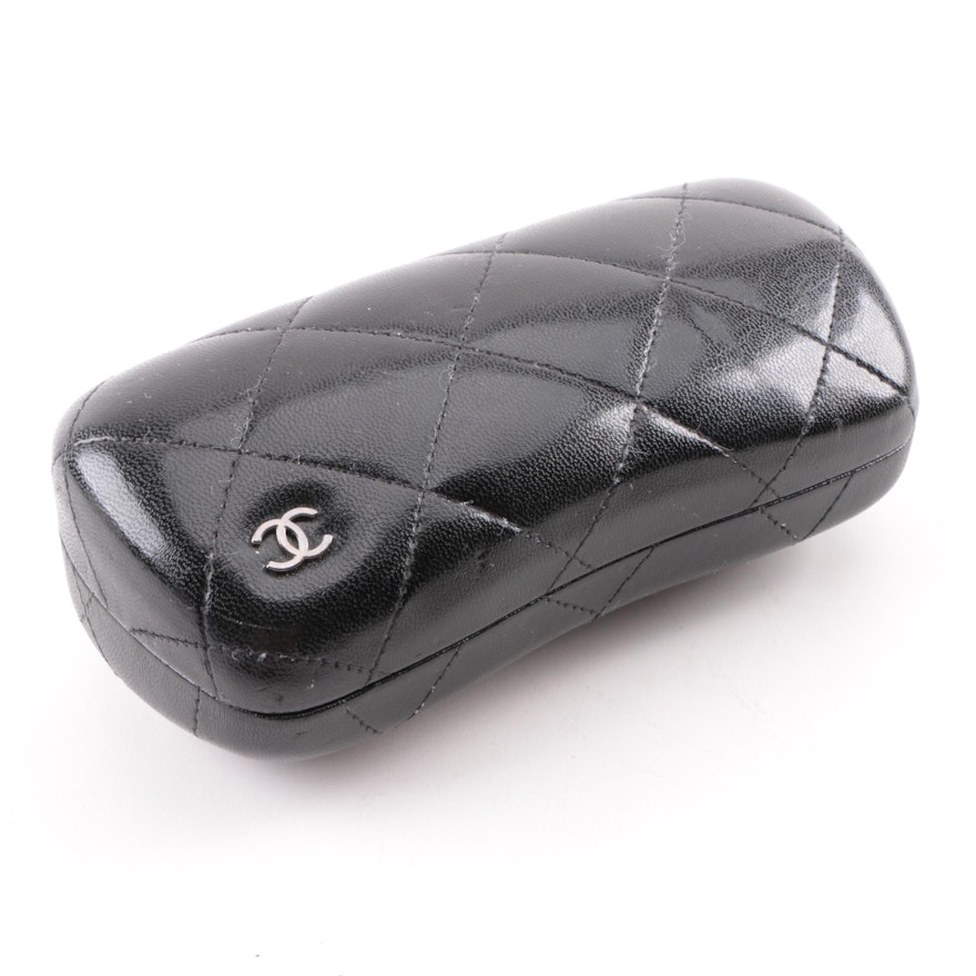 Chanel Black Quilted Leather Sunglasses Case