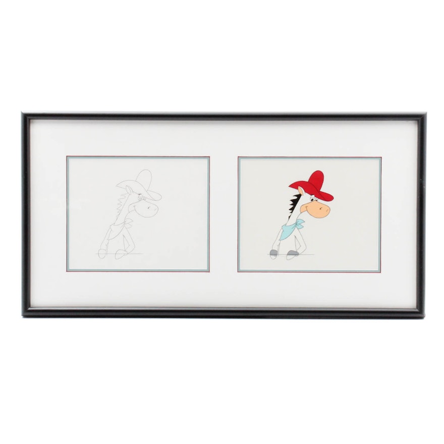 Hanna-Barbera 1987 Pencil Drawing and Production Cel "Quick Draw McGraw"