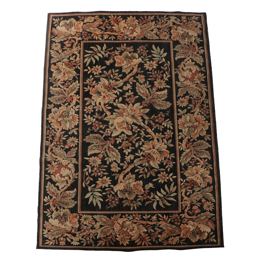 Machine Made Foliate and Floral Themed Area Rug