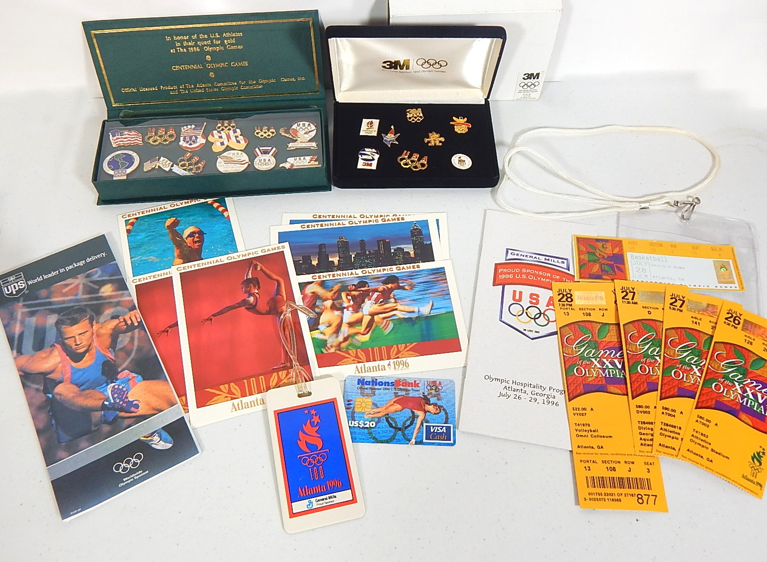 1996 "Atlanta" U.S. Olympics Memorabilia Including Pins, Tickets, and More