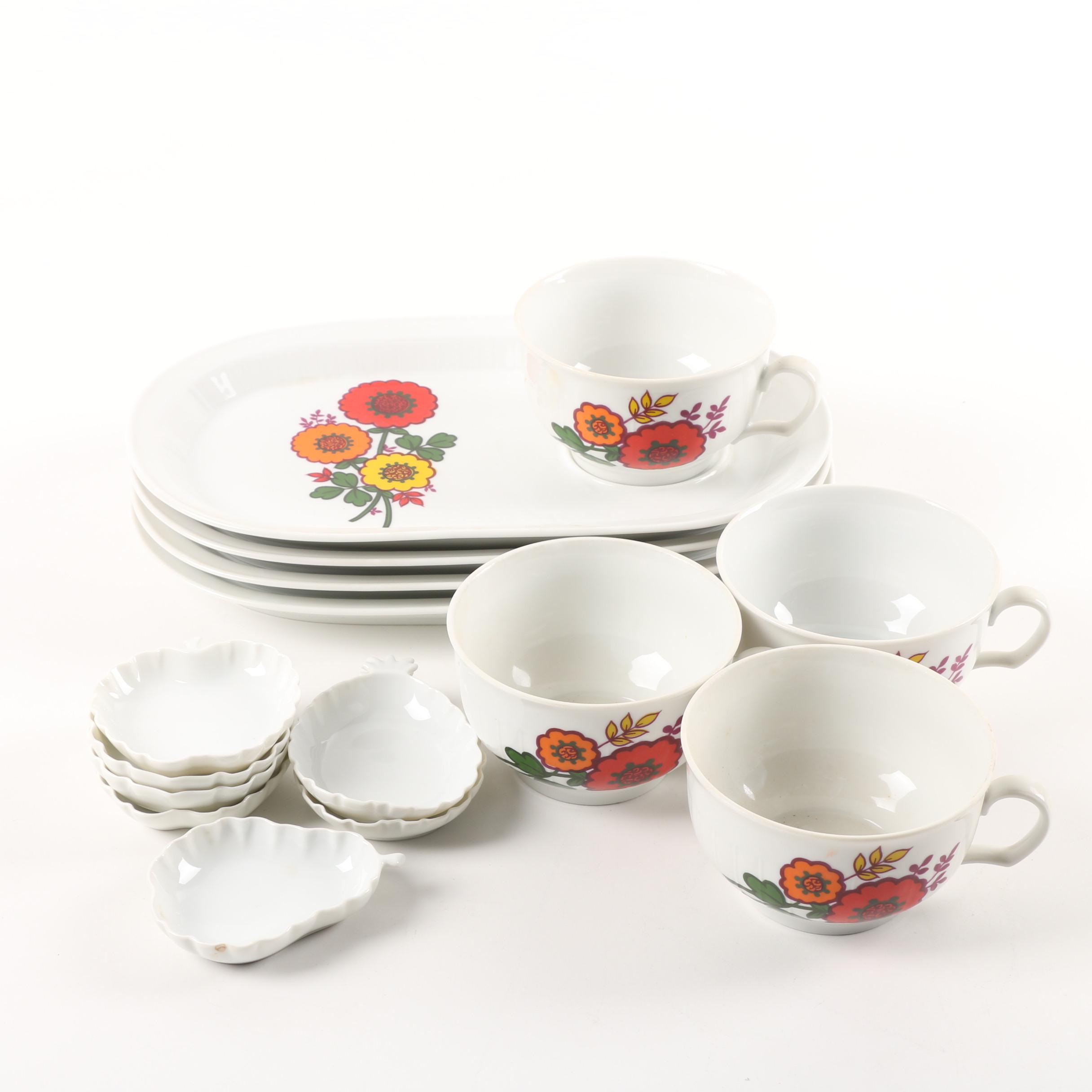 Vintage Seltmann Porcelain Snack Set and Ardalt Fruit Motif Dishes