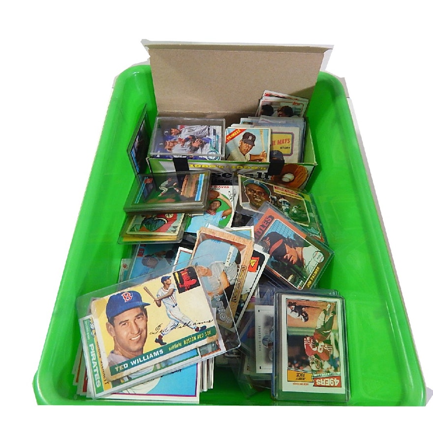 Bin of 1950's thru 2000's Sports Cards - with 1955 Ted Williams