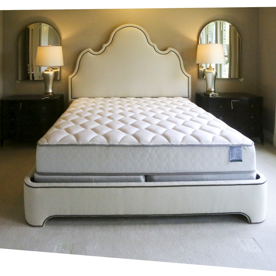 White Upholstered King Size Bed Frame