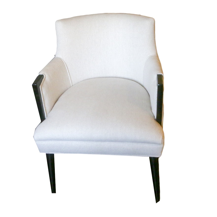 White Upholstered Tub Style Armchair
