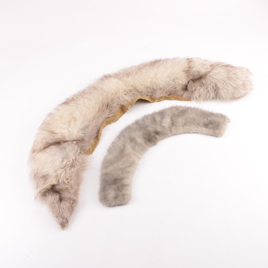 Vintage Blue Fox Fur and Grey Mink Fur Collars