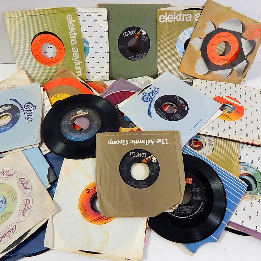 Over 50 Juke Box 45 RPM Records from 1970s and 1980s