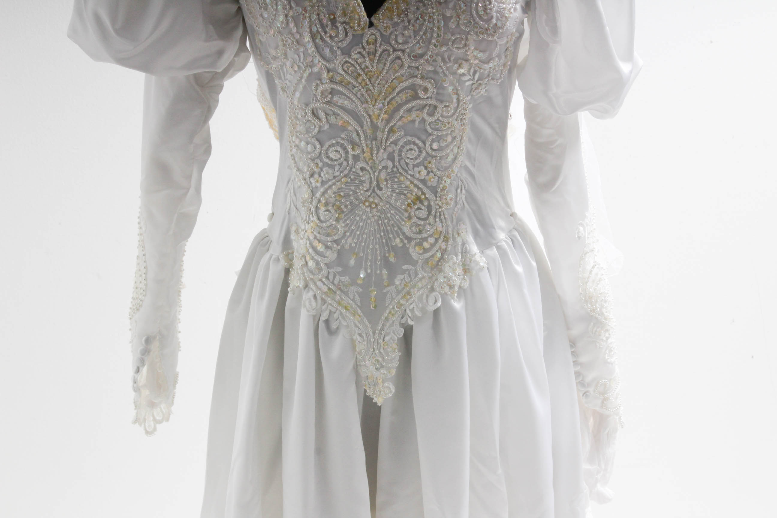 Vintage Beaded Wedding Gown with Veil