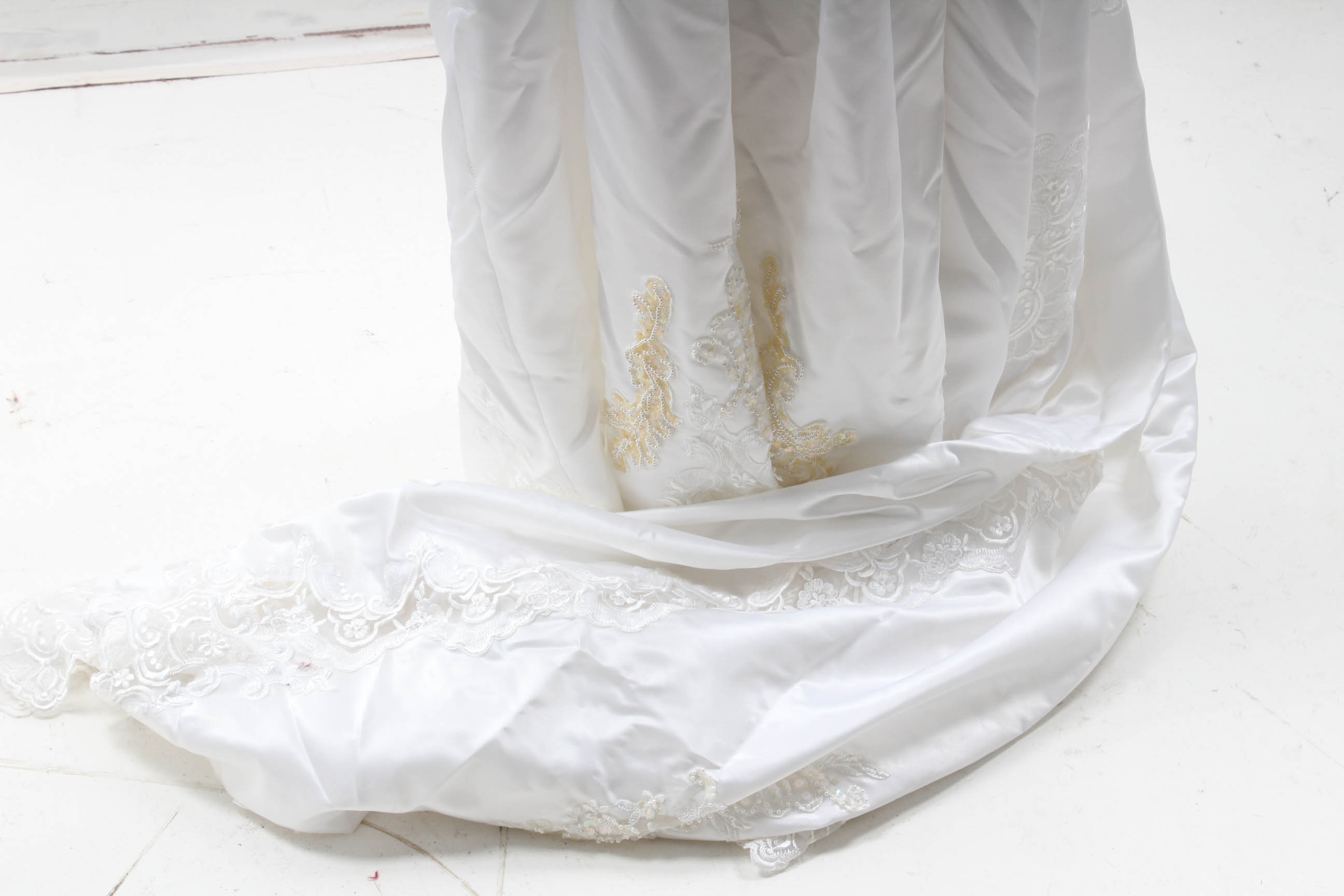 Vintage Beaded Wedding Gown with Veil