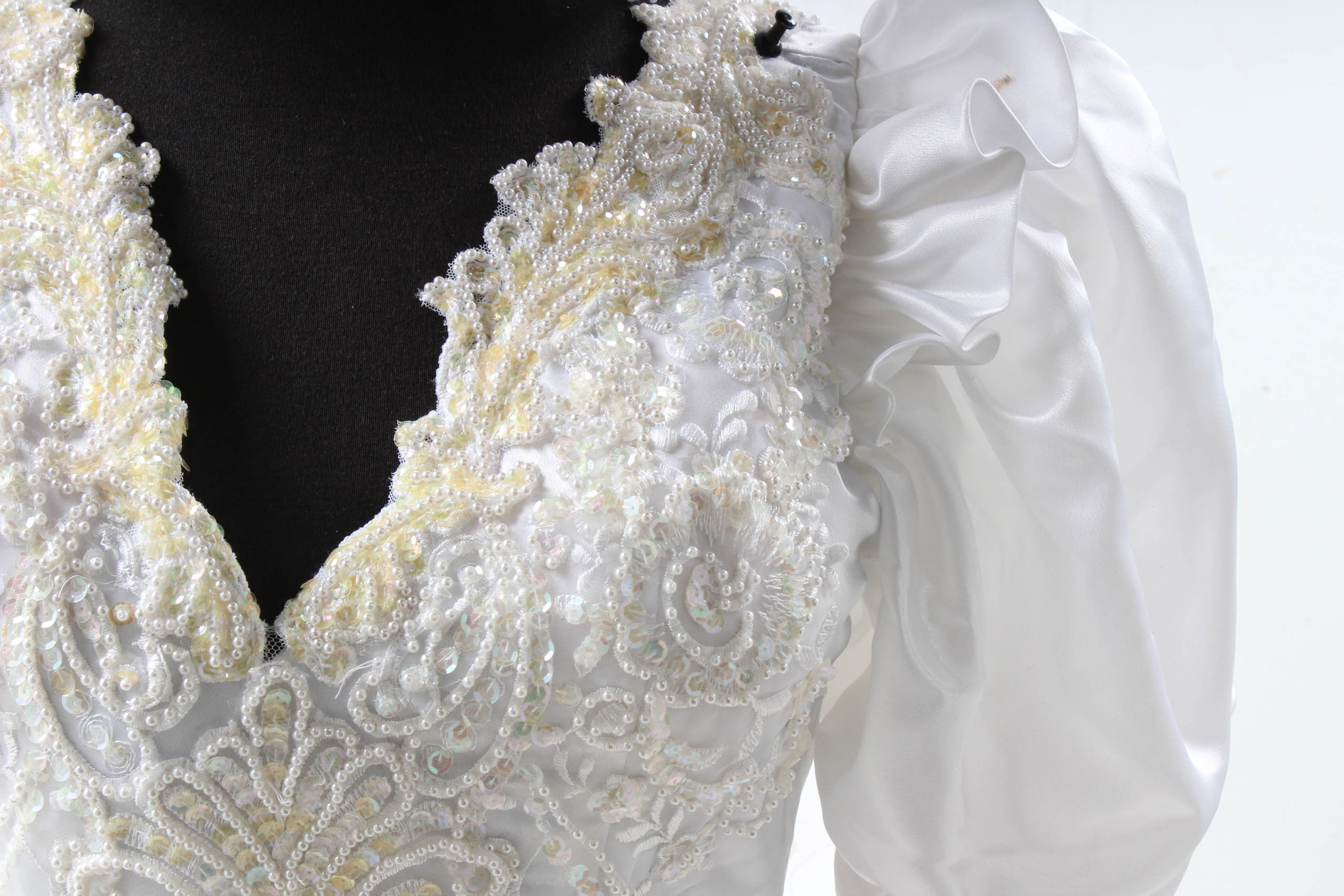 Vintage Beaded Wedding Gown with Veil