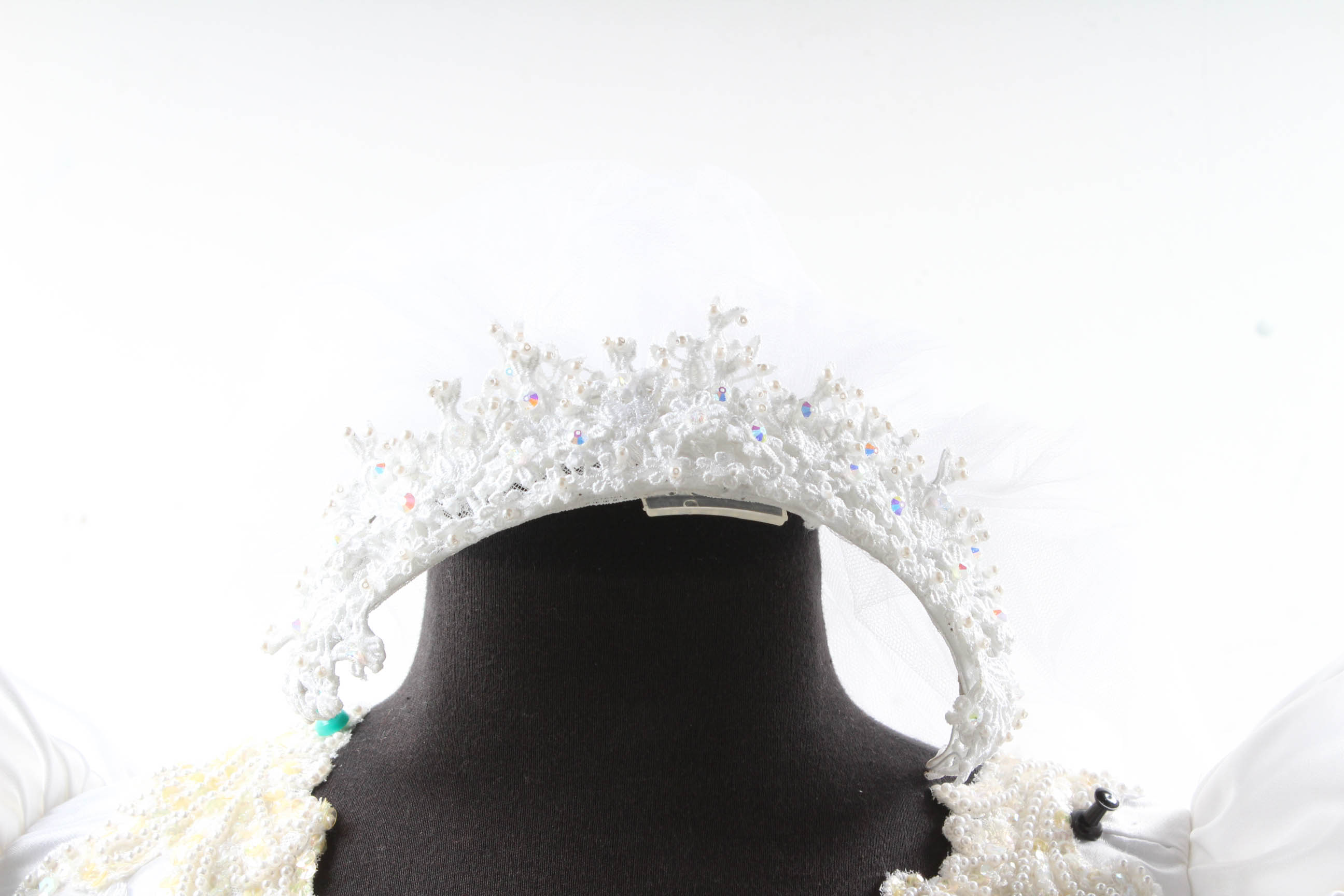 Vintage Beaded Wedding Gown with Veil