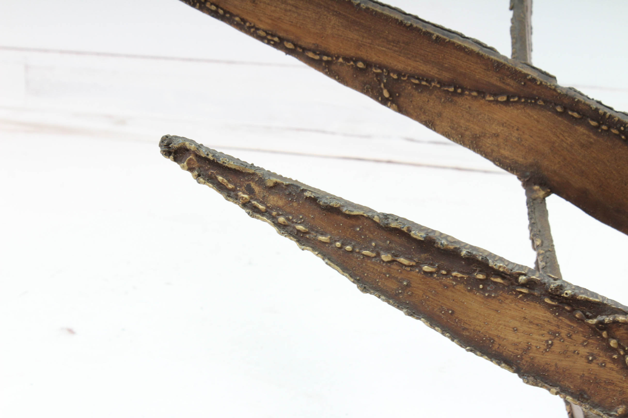 Silas Seandel Brutalist Glass and Torch Cut Steel Coffee Table