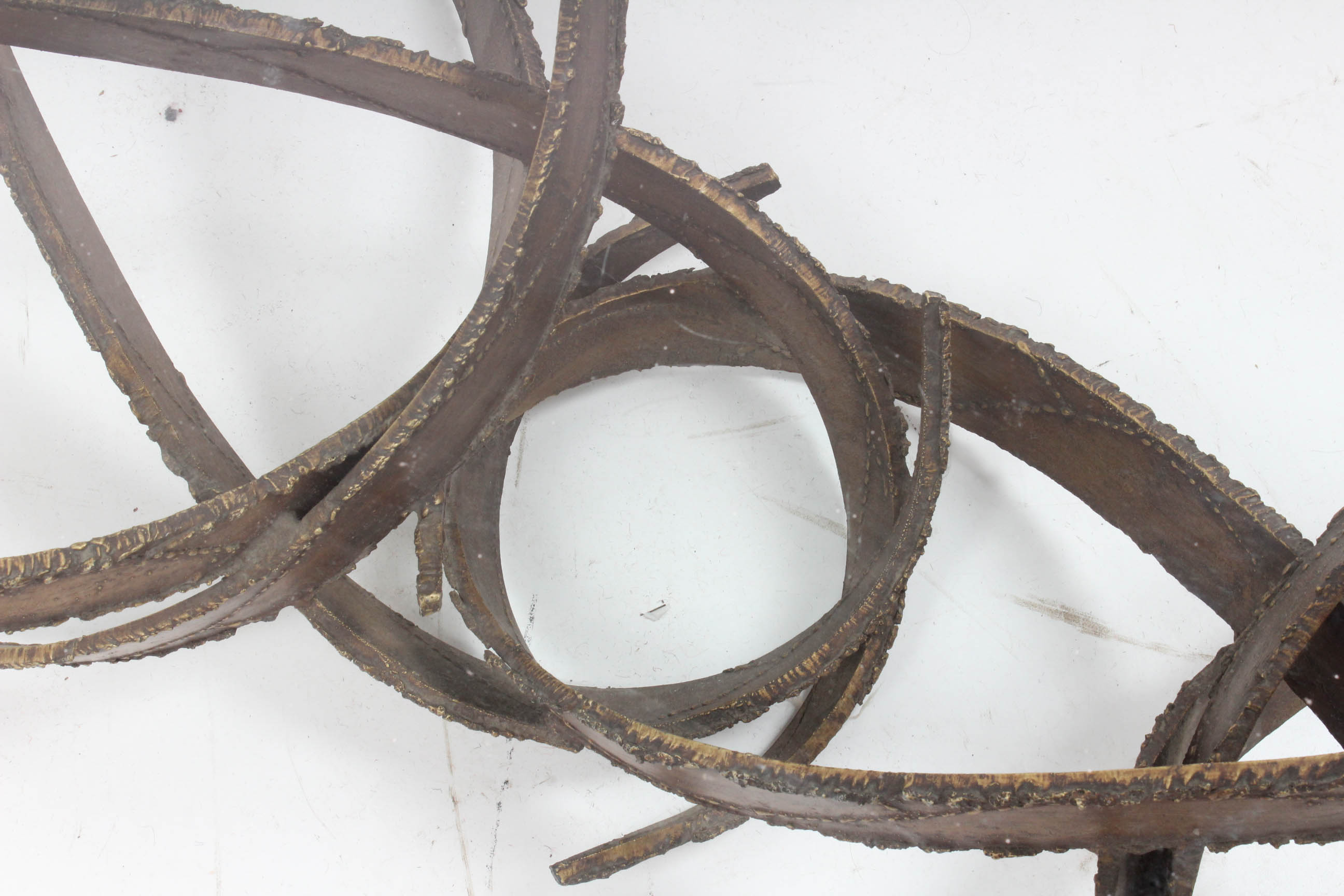 Silas Seandel Brutalist Glass and Torch Cut Steel Coffee Table