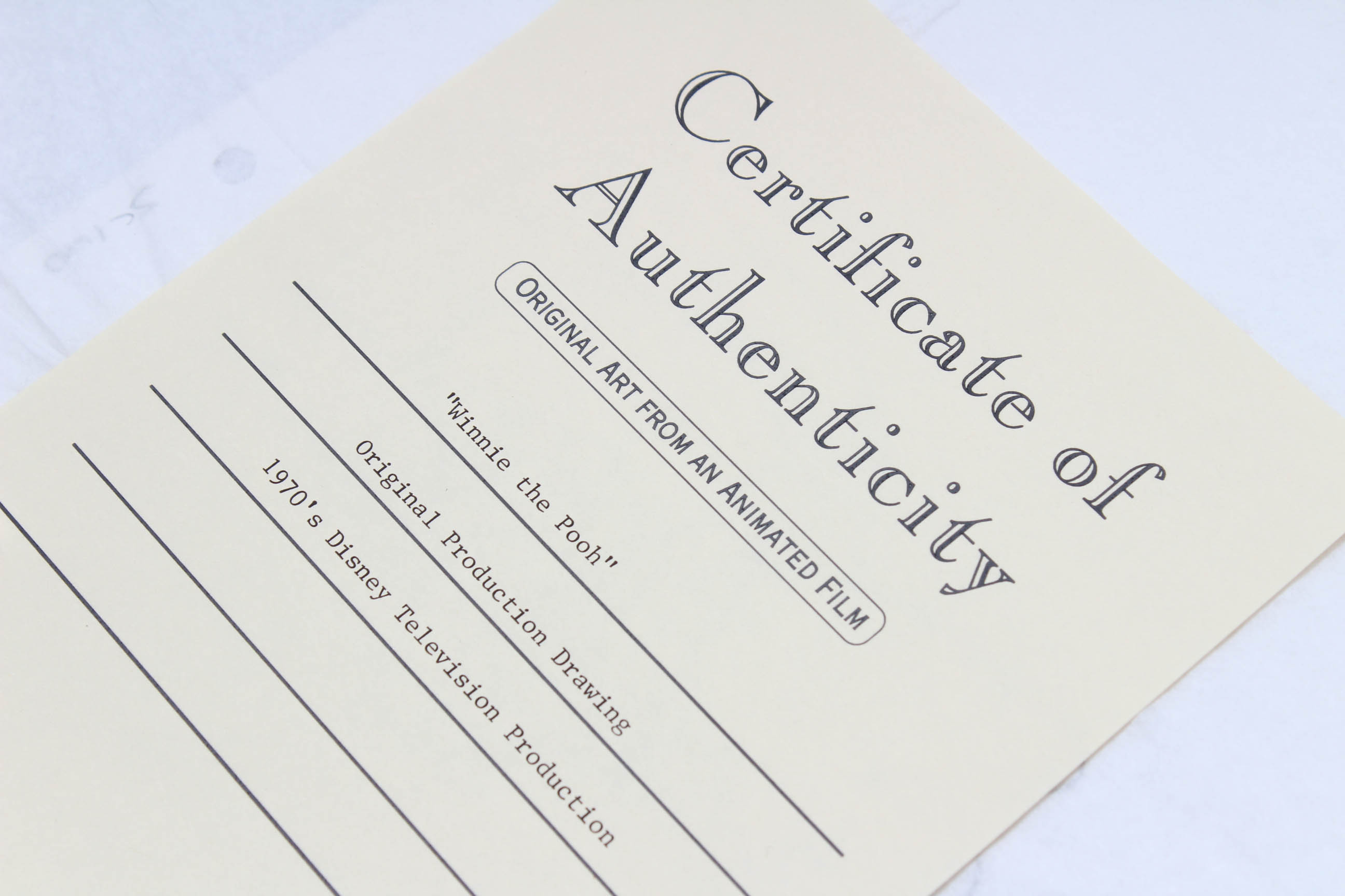 Walt Disney Studios 1970s Original Production Drawing "Winnie The Pooh"