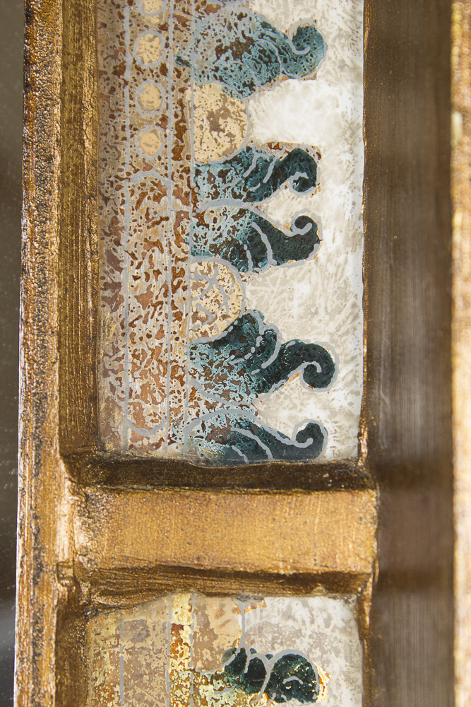 Vintage Reverse Painted Glass Framed Wall Mirror