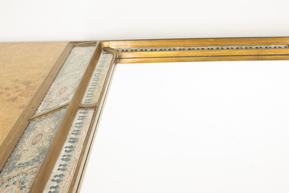 Vintage Reverse Painted Glass Framed Wall Mirror