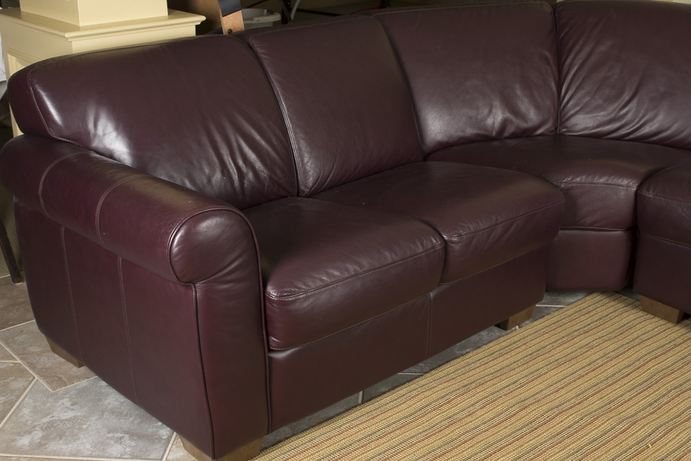 Burgundy Leather Sectional Sofa by Chateau d"Ax