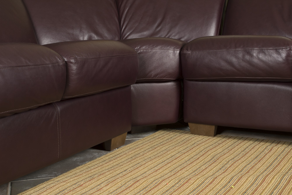 Burgundy Leather Sectional Sofa by Chateau d"Ax