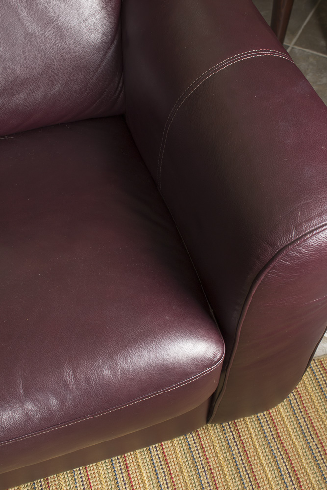 Burgundy Leather Sectional Sofa by Chateau d"Ax