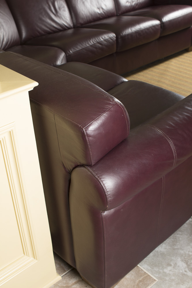 Burgundy Leather Sectional Sofa by Chateau d"Ax