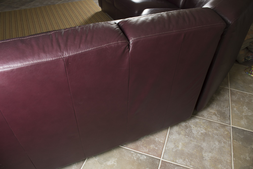Burgundy Leather Sectional Sofa by Chateau d"Ax