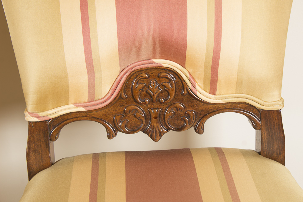 Stripe Upholstered French Provincial Style Chair Set