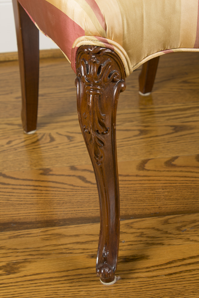 Stripe Upholstered French Provincial Style Chair Set