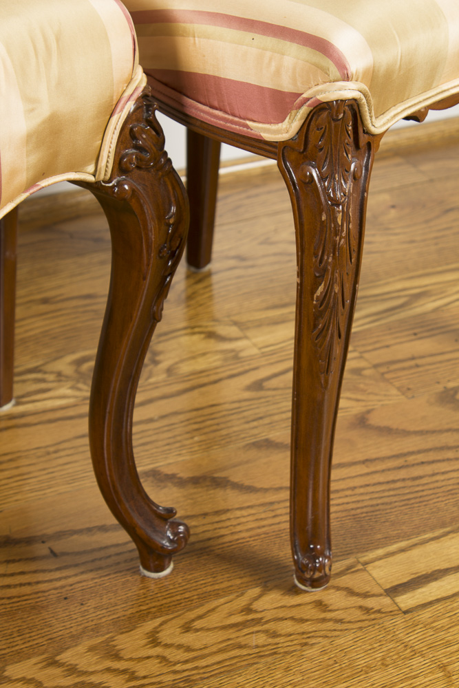 Stripe Upholstered French Provincial Style Chair Set