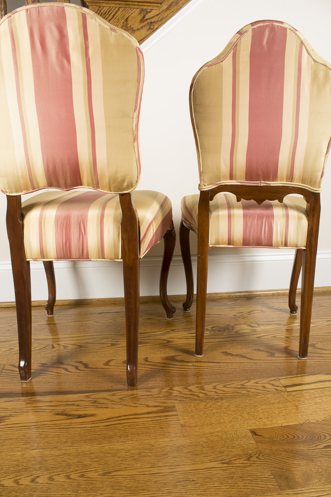 Stripe Upholstered French Provincial Style Chair Set