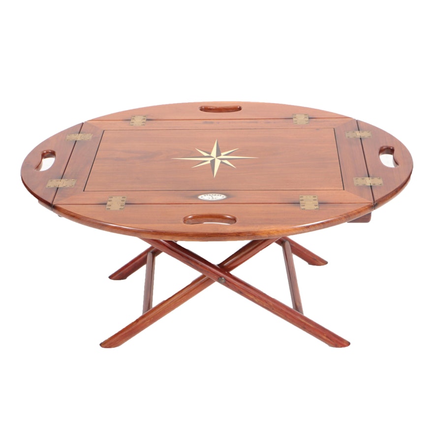 Walnut Marquetry Star Inlaid Butler's Tray Table