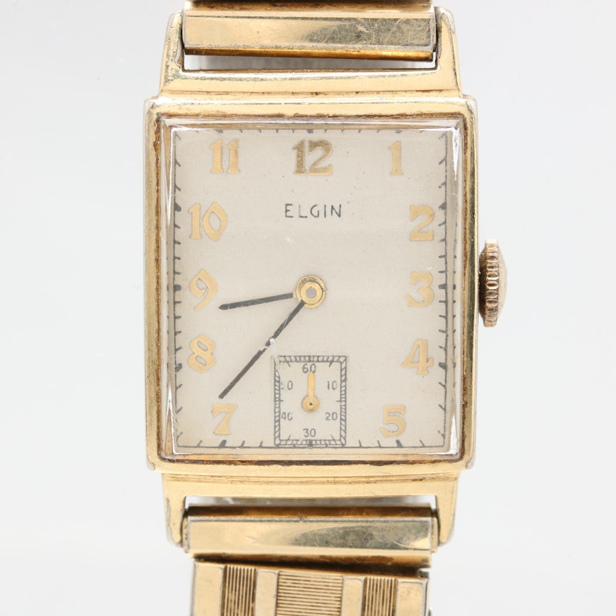 Circa 1942 Elgin Gold Tone Stem Wind Wristwatch