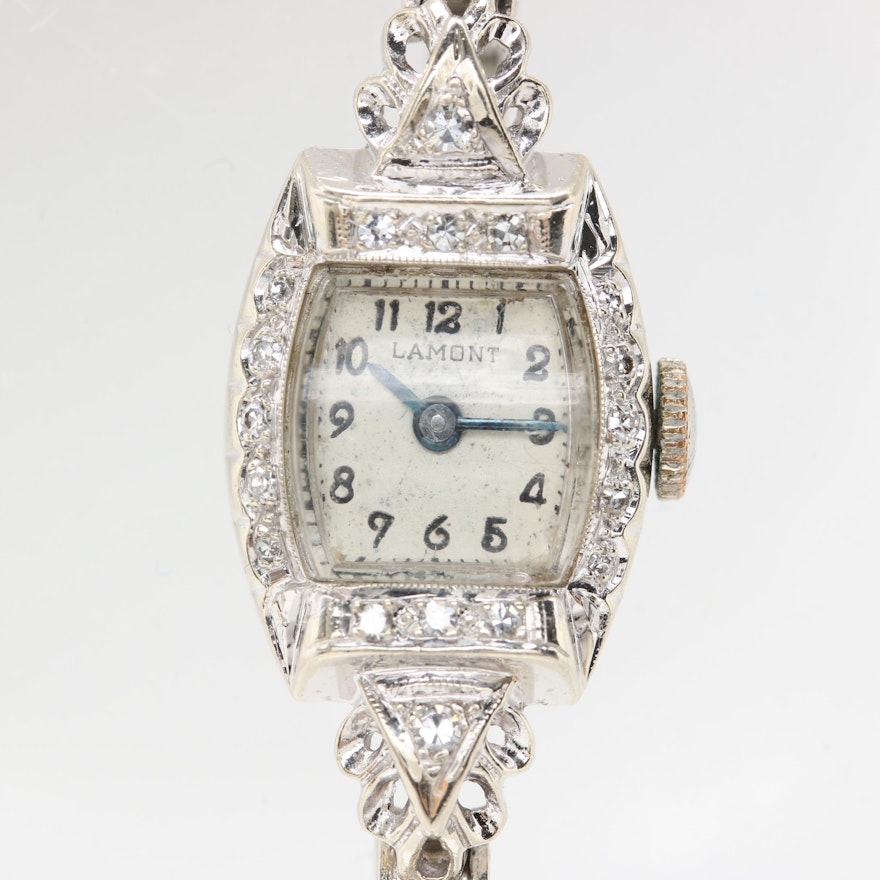 Lamont 14K White Gold Diamond Wristwatch