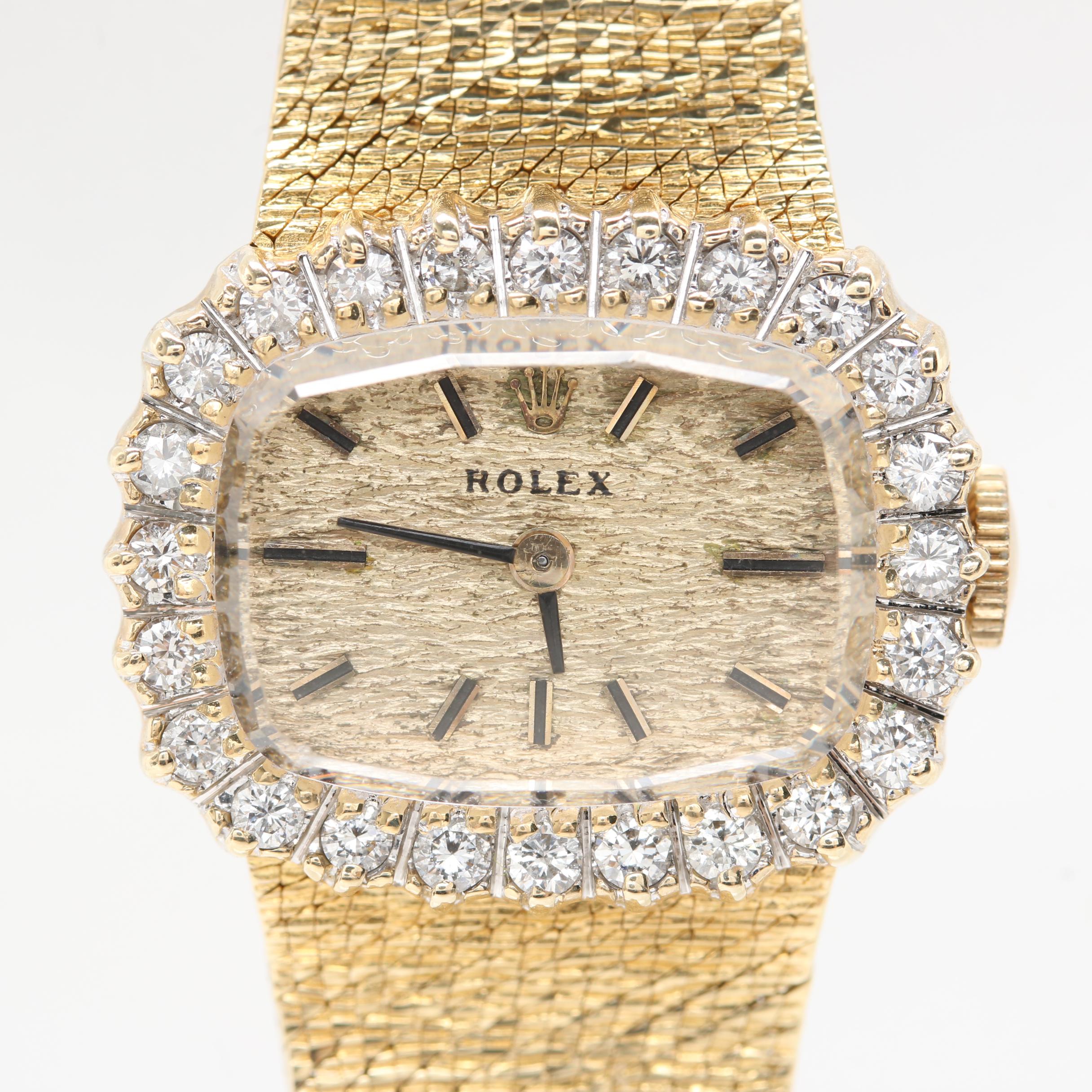 Rolex 14K Yellow Gold Diamond Watch