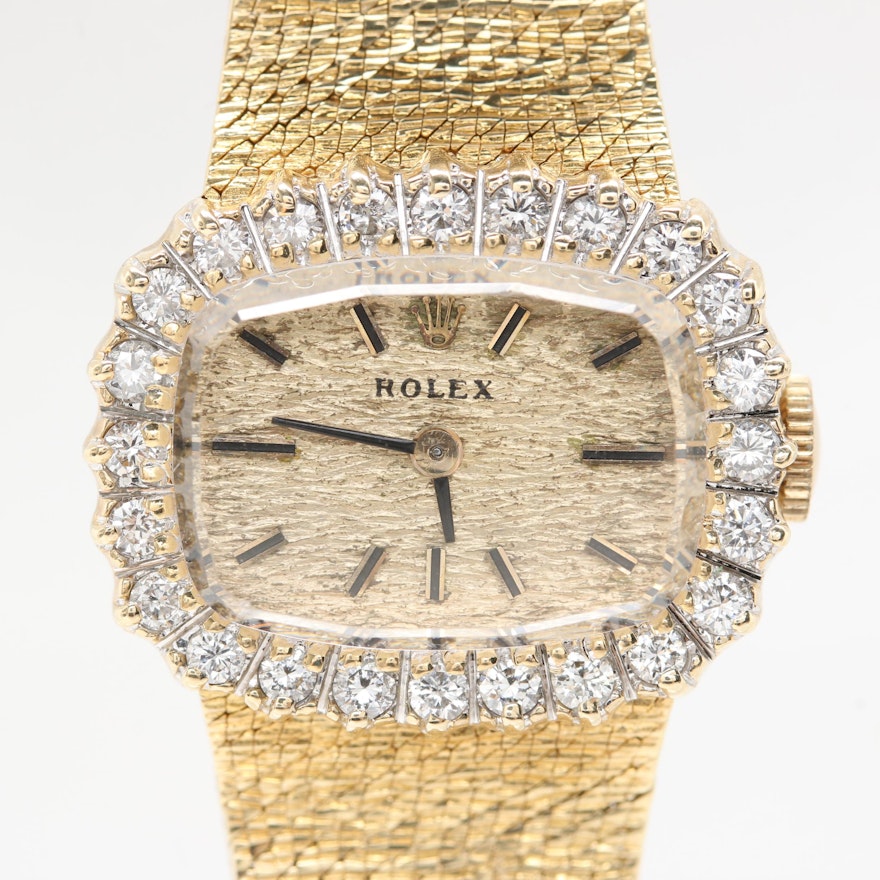 Rolex 14K Yellow Gold Diamond Wristwatch
