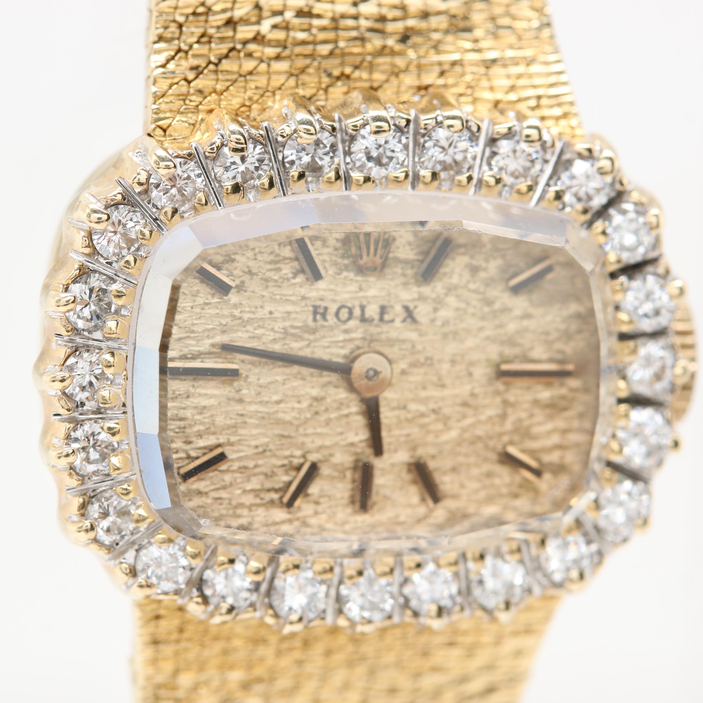 Rolex 14K Yellow Gold Diamond Watch